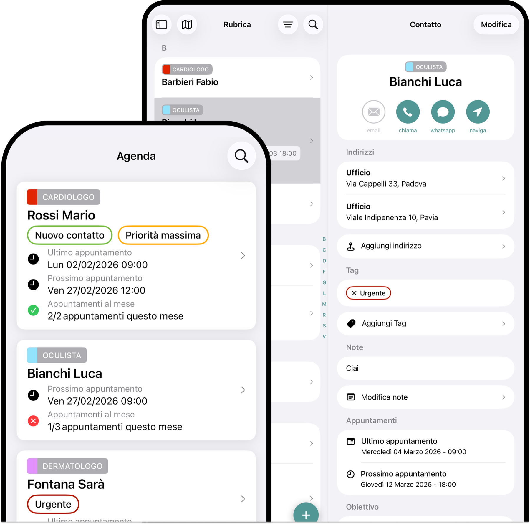 ISF Agenda su iPhone e iPad: agenda e scheda cliente